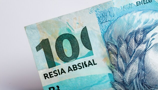 real brl uma nota de 100 reais vista pelo verso mostrando o texto referente ao banco central do brasil