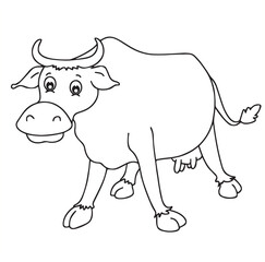 Cute cartoon hand drawn vector cow outline.