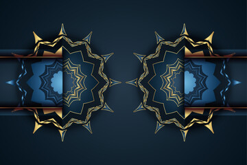 Elegant blue golden mandala design with glowing spiritual patterns and ornamental details