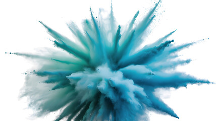 Explosive Burst of Blue and Teal Powder in Dynamic Motion