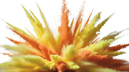 Explosive Burst of Vibrant Orange and Yellow Color Powder Art