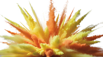 Explosive Burst of Vibrant Orange and Yellow Color Powder Art