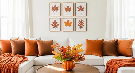 Autumn Living Room – Editorial Interior Visual for Cozy Seasonal Home Styling