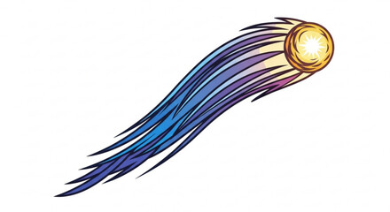 Obraz premium Download vector illustration of a comet flying through space for graphic design and creative projects