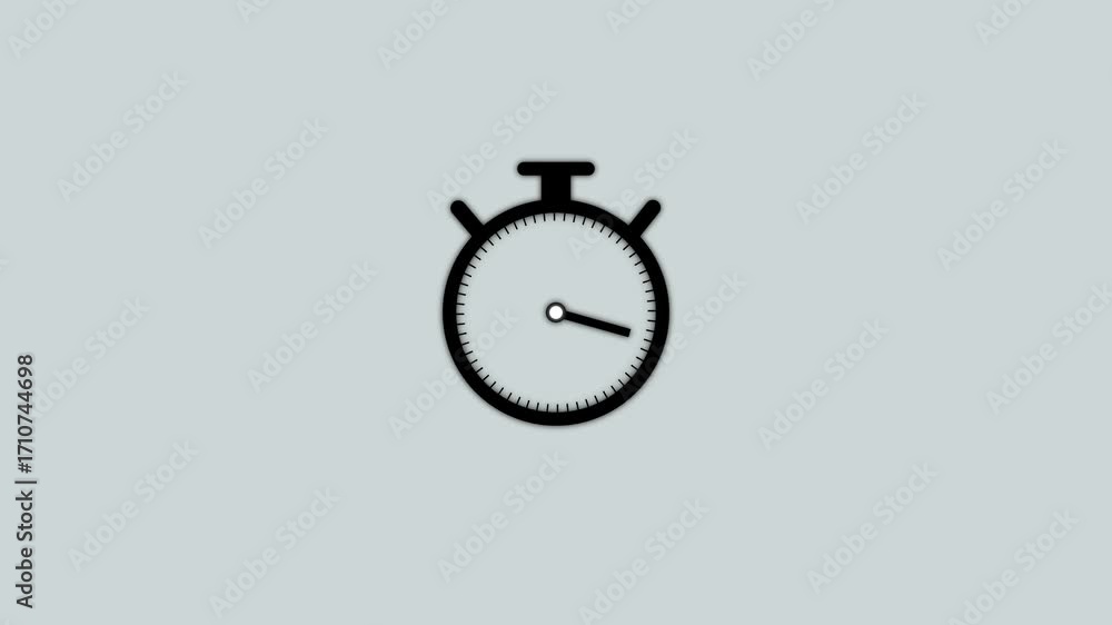Poster analog of simple clean timer. black clock symbol animation on black background 4k video