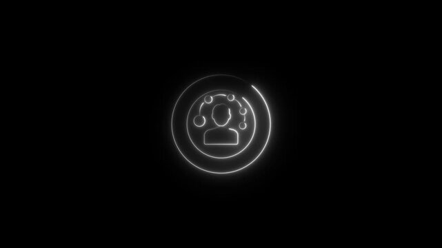 Glowing Neon circle man Icon. Global network connection line. Social conection network concept