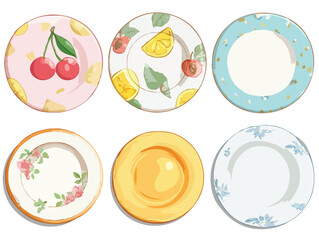 set of cup plate vector art