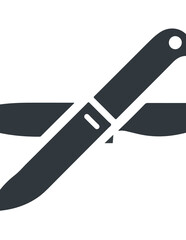 A black silhouette of a fixed-blade combat or survival knife. A glyph icon for military or outdoor themes.