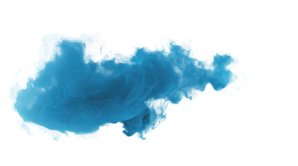 Cyan smoke cloud isolated on transparent background PNG abstract design element.