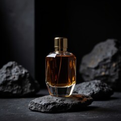Perfume Bottle on a Rock in the Mountains