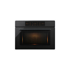Fototapeta premium Modern Black Built-in Oven with Illuminated Interior - Kitchen Appliance