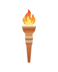 Burning torch with bright flame illustration. Symbol of light, hope, freedom, and victory. Perfect for icons, sports events, olympics, adventure, leadership, and motivational design themes.