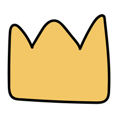 A simple, cartoon-style golden crown with a thick black outline sits centered, conveying a playful, regal mood with flat, even lighting.
