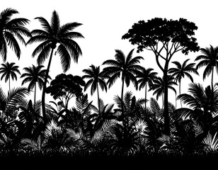 Tropical Silhouette Forest Background Design
