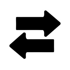 Dual Directional Arrows Conveying Interchange and Exchange of Resources in Black Silhouette