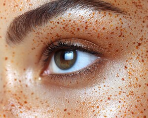 Close-up of a woman's face with freckles