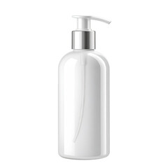 White pump bottle, oval shape, glossy finish