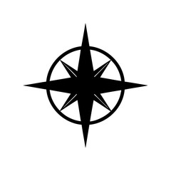 Naklejka premium Compass rose symbol with eight points inside a circle black and white