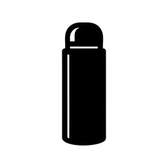 Obraz premium Black silhouette of a thermos flask for hot drinks on white background