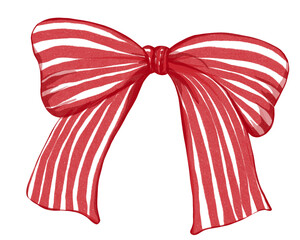 Hand-drawn Striped Decorative Bow Watercolor Style