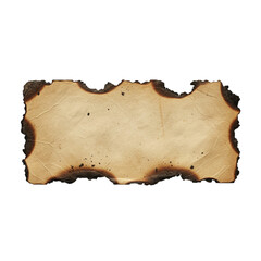 Aged burnt paper banner isolated on transparent background