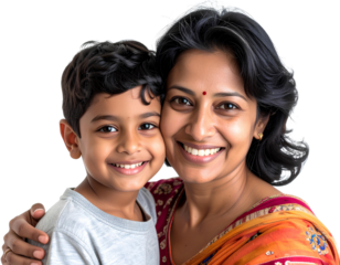 Happy mother and son portrait. isolated on a transparent background Mother's Day, parenting blogs
