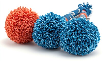 Three colorful yarn balls