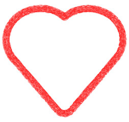 A hand-drawn red outline of a heart on a transparent background, perfect for adding a touch of romance or love to your designs.