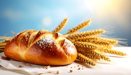 Fresh baked bread and wheat