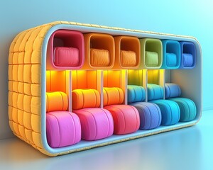 Colorful modular seating unit