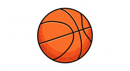 Orange basketball illustration for sports games and athletic training equipment with black lines design