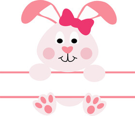Cute Pink Bunny with Banner