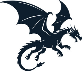 fantasy dragon silhouette design vector illustration in ai eps jpeg png formats mythical creature emblem art work symbol