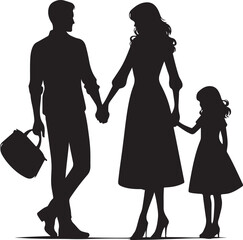 family walking together vector silhouette