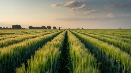 Scarecrow in a Golden Wheat Field at Sunset