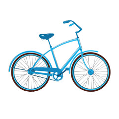 Fototapeta premium Blue cruiser bicycle with brown tires wheels