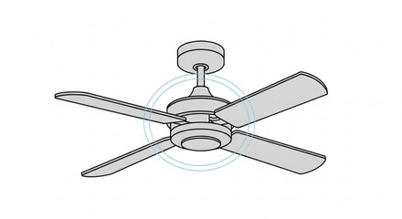 A sleek ceiling fan illustration, perfect for home decor and interior design projects