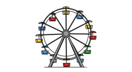 Colorful ferris wheel with multiple gondolas, a classic amusement park ride that offers panoramic views of the surroundings