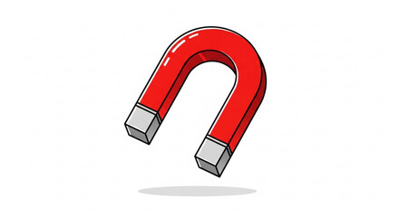 Illustration of a red horseshoe magnet, representing attraction, magnetism, and the power of drawing things together