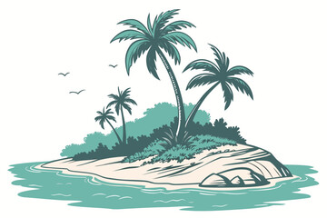 tropical island with palms