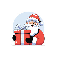 Santa Claus cartoon with gift box for Christmas celebration