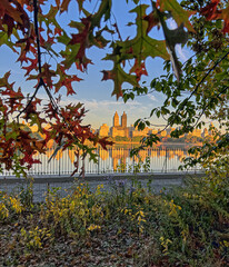 Central Park Reservoir early morning in autumn