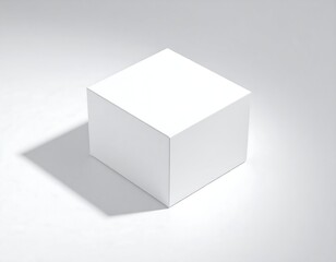 Minimalist White Box on White Background with Shadow.