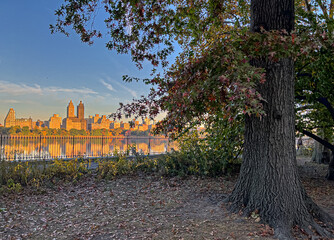 Central Park Reservoir early morning in autumn