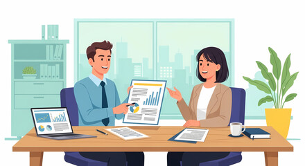 Business meeting with charts and graphs