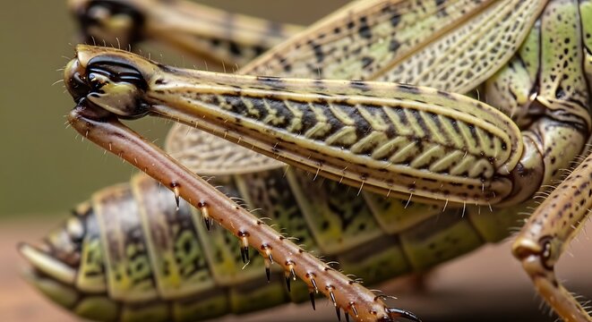 Close-up of a Grasshoppers Detailed Legs. - Powered by Adobe
