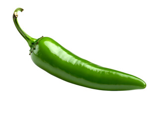 Vibrant Green Chili: A close-up studio shot reveals a single, glistening green chili pepper, a symbol of flavor, spice, and culinary zest.