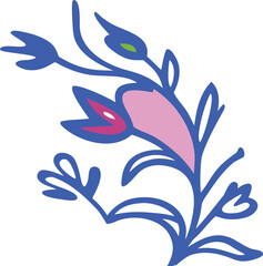 Fototapeta premium Blue floral vector illustration with green leaf