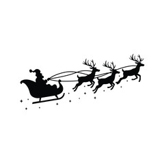 Santa Claus sleigh with reindeer silhouette
