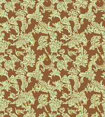 Obraz premium Ethereal floral dance on brown A celebration of vintage patterns and gentle color contrasts with